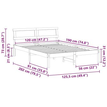 Bettgestell Weiß 120 x 190 cm Kiefernholz