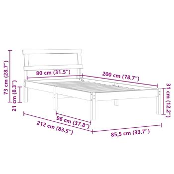 Bettgestell Wachsbraun 80 x 200 cm Kiefernholz