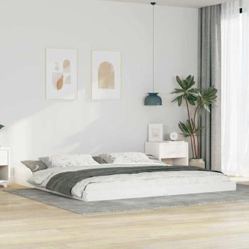 ARDEBO.de - Bettgestell Weiß 200 x 200 cm Kiefernholz