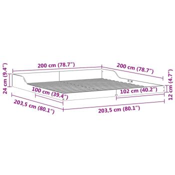 Bettgestell Wachsbraun 200 x 200 cm Kiefernholz