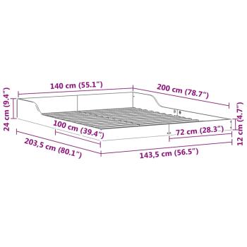 Bettgestell Wachsbraun 140 x 200 cm Massivholz Kiefer