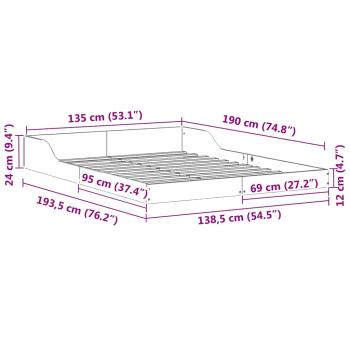 Bettgestell Wachsbraun 135 x 190 cm Kiefernholz