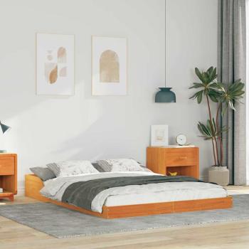 ARDEBO.de - Bettgestell Wachsbraun 120 x 190 cm Massivholz Kiefer