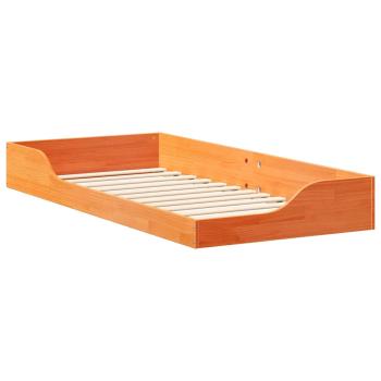 Bodenbettgestell Wachsbraun 100 x 200 cm Massivkiefer