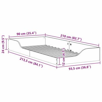 Bodenbettgestell Weiß 90 x 210 cm Holz