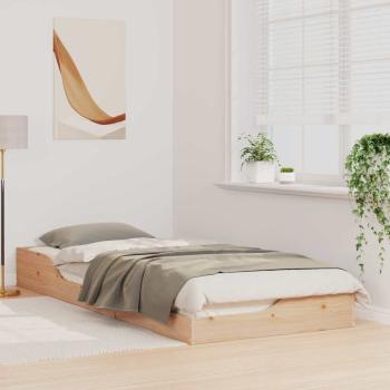 ARDEBO.de - Bodenbettgestell Braun 80 x 220 cm Massivkiefer