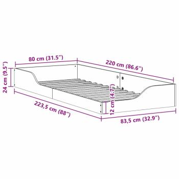 Bodenbettgestell Wachsbraun 80 x 220 cm Massivkiefer