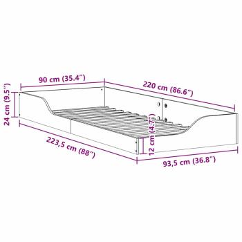 Bodenbettgestell Wachsbraun 90 x 220 cm Massivkiefer