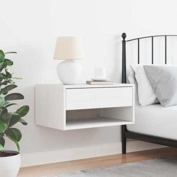 Wandmontierter Nachttisch Weiß 50 x 32,5 x 24 cm Massivkiefer