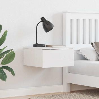 ARDEBO.de - Wandmontierter Nachttisch Weiß 37 x 35 x 18,5 cm Massivkiefer