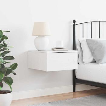 Wandmontierter Nachttisch Weiß 37 x 35 x 18,5 cm Massivkiefer