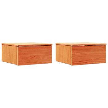 Wandmontierter Nachttisch 2 pcs Wachsbraun 37 x 35 x 18,5 cm