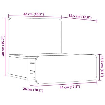 Wandmontierter Nachttisch Wachsbraun 44 x 32,5 x 40 cm