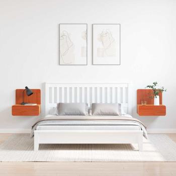 Wandmontierter Nachttisch 2 pcs Wachsbraun 44 x 32,5 x 40 cm