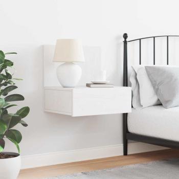 Wandmontierter Nachttisch Weiß 42 x 32.5 x 40 cm Massivkiefer