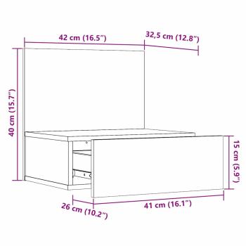 Wandmontierter Nachttisch Wachsbraun 42 x 32.5 x 40 cm