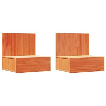 Wandmontierter Nachttisch 2 pcs Wachsbraun 42 x 32.5 x 40 cm