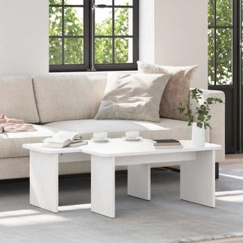 ARDEBO.de - Couchtisch 2 pcs Weiß 100 x 69 x 35.5 cm Massivkiefer