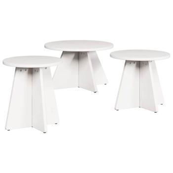 Kaffeetisch Set 3 pcs Weiß 49 x 49 x 30 cm Massivkiefer