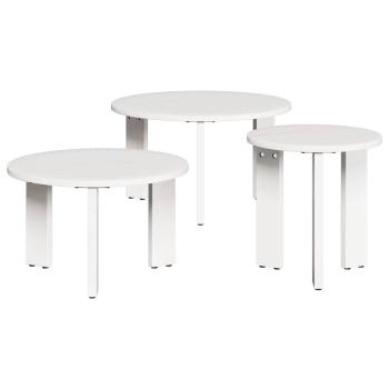 Kaffeetisch Set 3 pcs Weiß 47,5 x 47,5 x 27 cm Massivkiefer