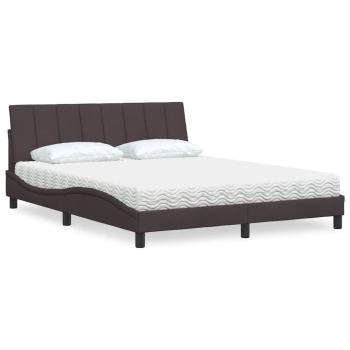 ARDEBO.de - Bett mit Matratze "Hanko" Dunkelbraun 160x200 cm Stoff