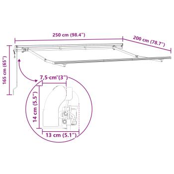 Einziehbare Markise Creme und Anthrazit 250 x 200 cm 2,5 x 2 m