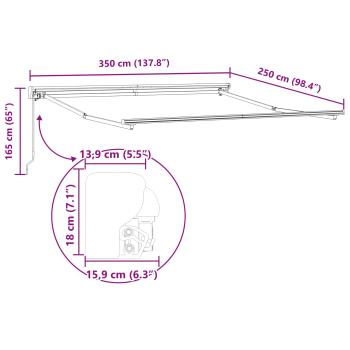 Einziehbare Markise Rot und weiße Streifen 350x250 cm