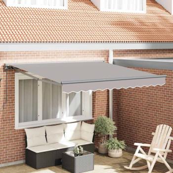 ARDEBO.de - Einziehbare Markise Hellgrau 350x250 cm Gewebe