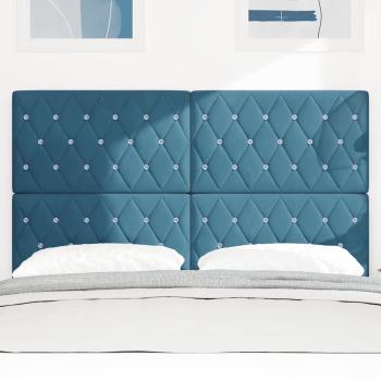 Samt Kopfteil Argyle mit Kopfteil Dunkelblau 144 cm Samt