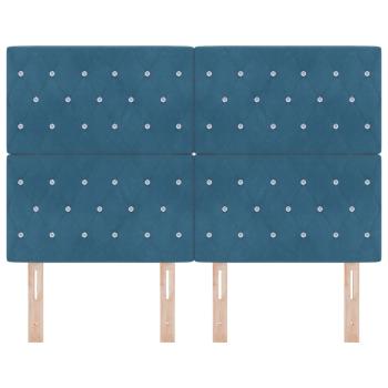 Samt Kopfteil Argyle mit Kopfteil Dunkelblau 144 cm Samt