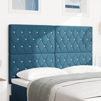 Samt Kopfteil Argyle mit Kopfteil Dunkelblau 144 cm Samt