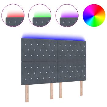 LED Kopfteil mit LED -Streifenleuchten Argyle mit Kopfteil Dunkelgrau 80 cm Samt