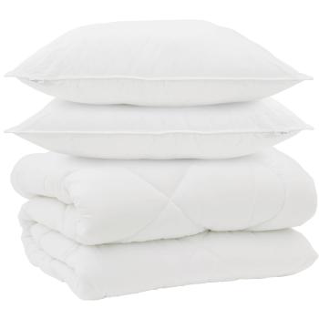 Winterbettdecke mit Kissen 3 pcs Weiß 200 x 220 cm Mikrofaser