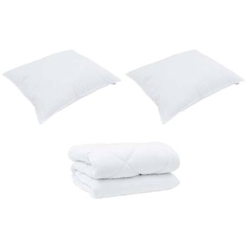 Winterbettdecke mit Kissen 3 pcs Weiß 200 x 220 cm Mikrofaser