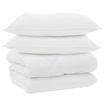 Winterbettdecke mit Kissen 3 pcs Weiß 260 x 220 cm Mikrofaser