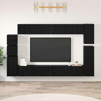 ARDEBO.de - TV-Schrank-Set mit Regal Wandmontiert Sonstiges mit Speicher 9 pcs Schwarze Eiche Holzwerkstoff