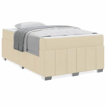 Bettgestell Creme 120 x 200 cm Stoff