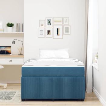 Bettgestell mit Matratze Sonstiges Blau 120 x 200 cm Samt