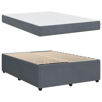 Bettgestell mit Matratze Sonstiges Dunkelgrau 140 x 200 cm Samt