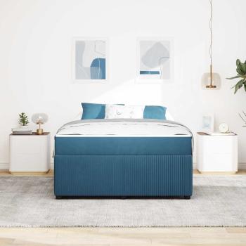 Bettgestell mit Matratze Sonstiges Blau 140 x 200 cm Samt