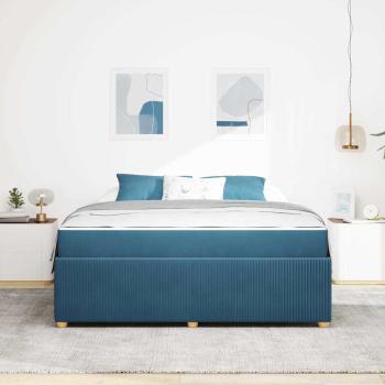 Bettgestell mit Matratze Sonstiges Blau 180 x 200 cm Samt