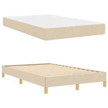 Boxspringbett Creme, Braun 120 x 200 cm Stoff, Ingenieurholz
