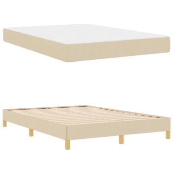Boxspringbett Creme, Braun 140 x 200 cm Stoff, Ingenieurholz