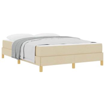 Boxspringbett Creme, Braun 140 x 200 cm Stoff, Ingenieurholz