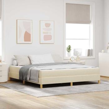 ARDEBO.de - Boxspringbett Creme, Braun 180 x 200 cm Stoff, Ingenieurholz