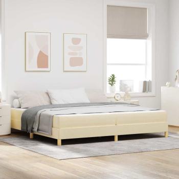 ARDEBO.de - Boxspringbett Creme, Braun 200 x 200 cm Stoff, Ingenieurholz