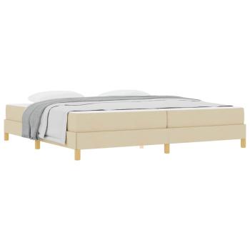 Boxspringbett Creme, Braun 200 x 200 cm Stoff, Ingenieurholz