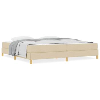 Boxspringbett Creme, Braun 200 x 200 cm Stoff, Ingenieurholz