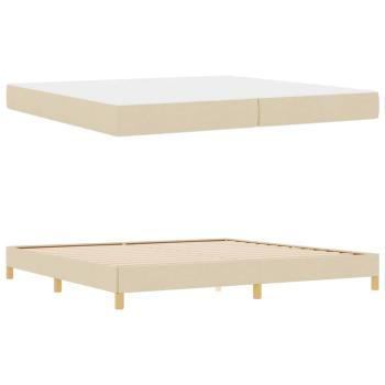 Boxspringbett Creme, Braun 200 x 200 cm Stoff, Ingenieurholz