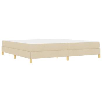 Boxspringbett Creme, Braun 200 x 200 cm Stoff, Ingenieurholz